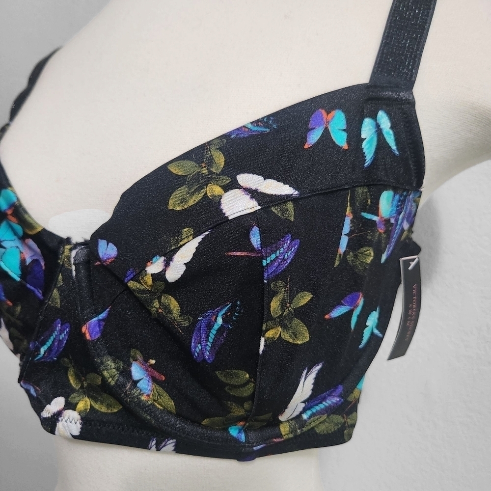 NWT VICTORIA'S SECRET ELECTRIC BUTTERFLIES SHINE STRAP WICKED BIKINI TOP SZ 38DD - Picture 5 of 11
